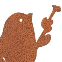 Article Figurine Décorative en Métal Rouillé - Oiseau sur Tige 52 cm