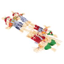 Article Lot de 6 piques décoratives épouvantails en bois et tissu 37 cm