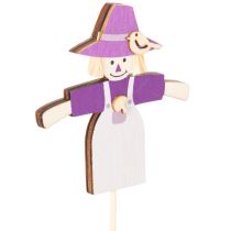 Article Figures épouvantails en bois sur pique 30cm assorties 12 pièces