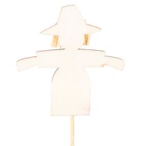 Article Figures épouvantails en bois sur pique 30cm assorties 12 pièces