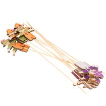 Article Figures épouvantails en bois sur pique 30cm assorties 12 pièces