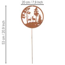 Article Lot de 2 piquets décoratifs en métal effet rouille avec cerf et forêt – 53 cm