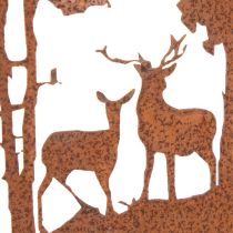 Article Lot de 2 piquets décoratifs en métal effet rouille avec cerf et forêt – 53 cm