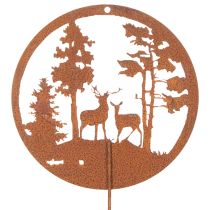 Article Lot de 2 piquets décoratifs en métal effet rouille avec cerf et forêt – 53 cm