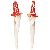 Article Figurines de nain en céramique avec chapeau champignon rouge, lot de 2, 17 cm