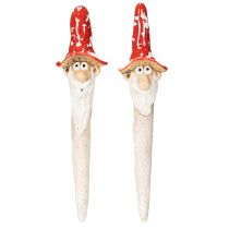 Article Figurines de Nains en Céramique avec Chapeau Champignon, 17 cm, Lot de 2