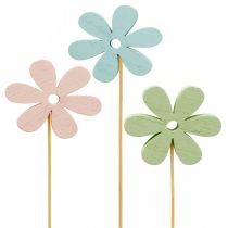 Bouchon fleur Bouchon décoratif en bois fleur colorée 6.5cm 12pcs