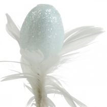Oeufs de Pâques artificiels sur bâton décoration pastel oeuf avec plumes H4cm 18pcs