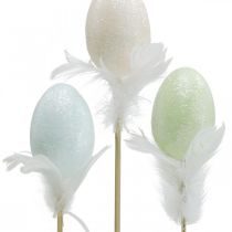 Article Oeufs de Pâques artificiels sur bâton oeuf pastel décoration de Pâques H6cm 6pcs