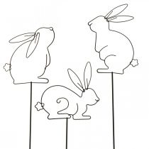 Piquets de jardin Lapin en métal Noir Piquets de lit 9,5–11 cm 6pcs