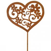 Bouchon fleur coeur décoration jardin patine Saint Valentin 10×8.5cm