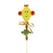 Tige à piquer pour fleurs avec cerf-volant jaune L. 31 cm 4 p.