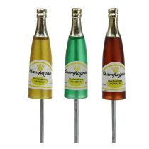 Article Bouchon bouteilles de champagne marron, vert, jaune 7,5cm L28,5cm 10 pièces