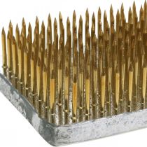 Bâton Ikebana Kenzan Rectangulaire Laiton Argenté 60×45mm