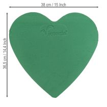 Article Cœur en mousse florale humide verte 38 x 36,5 cm, 2 pièces