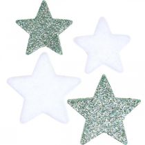 Article Décoration de Noël étoiles dispersées vert blanc Ø4/5cm 40 pcs