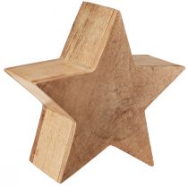 Article Etoile décorative de table en bois de manguier à poser naturel Ø24cm