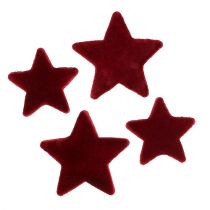 Article Décoration de Noël étoiles bordeaux décoration de table floquée 4–5 cm 40 pcs