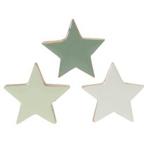 Article Lot de 9 étoiles en bois décoratives 5 cm mint et blanc pour table et rebord de fenêtre
