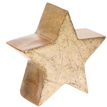 Article Étoile décorative en bois doré, 10 cm, lot de 3, décoration intérieure