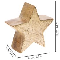 Article Étoile décorative en bois doré, 10 cm, lot de 3, décoration intérieure