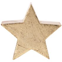 Article Étoile décorative en bois doré, 10 cm, lot de 3, décoration intérieure