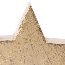 Article Étoile décorative en bois doré, 10 cm, lot de 3, décoration intérieure