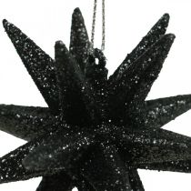 Décoration de Noël étoile à suspendre noir Ø7,5cm 8pcs