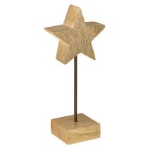 Article Étoile en bois naturel à poser H23cm 2 pcs