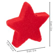 Article Étoiles en plastique floqué rouges, décoratives, 4-5 cm, lot de 40