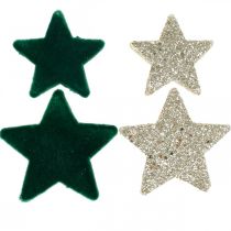 Article Assortiment de pépites d&#39;étoiles vert et or Noël 4cm/5cm 40p