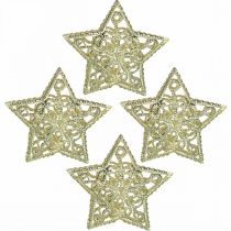 Article Eparpillement décoration étoiles, attache guirlande lumineuse, Noël, décoration métal doré Ø6cm 20 pièces