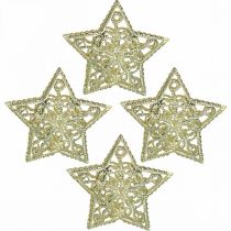 Article Étoiles de décoration à disperser, fixation guirlande lumineuse, Noël, décoration en métal doré Ø6cm 20 pcs