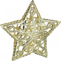 Article Étoiles de décoration à disperser, fixation guirlande lumineuse, Noël, décoration en métal doré Ø6cm 20 pcs