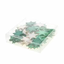Article Décoration à disperser étoile de Noël vert, blanc assorti 4cm 72 pcs