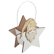 Étoile en bois nain doré blanc décoration de table 15,5×6×16,5cm