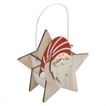 Étoile en bois nain rouge blanc décoration de table 15,5×6×16,5cm