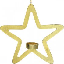 Photophore étoile décoratif métal à suspendre doré 24cm