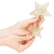 Article Lot de 12 étoiles décoratives en fil métallique doré, tailles 7 cm et 10 cm