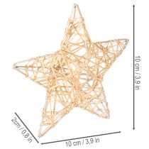 Article Lot de 12 étoiles décoratives en fil métallique doré, tailles 7 cm et 10 cm