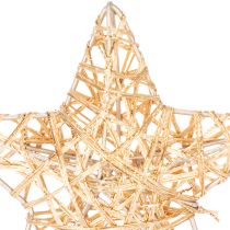 Article Lot de 12 étoiles décoratives en fil métallique doré, tailles 7 cm et 10 cm