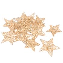 Article Lot de 12 étoiles décoratives en fil métallique doré, tailles 7 cm et 10 cm