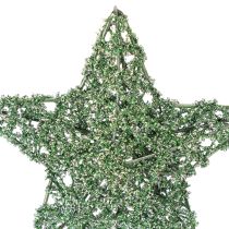 Article Étoiles décoratives en fil métallique vert, 7 cm et 10 cm, lot de 12