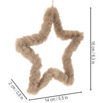Article Décoration décorative en fausse fourrure en forme d'étoile à suspendre, 30 cm, lot de 3