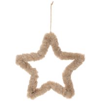 Article Décoration décorative en fausse fourrure en forme d'étoile à suspendre, 30 cm, lot de 3