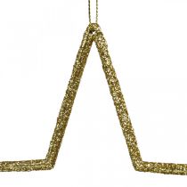 Décoration de Noël pendentif étoile paillettes dorées 12cm 12pcs