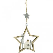 Décoration de Noël étoile cintre déco en bois Ø13,5cm 4pcs