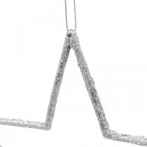 Article Pendentif étoile de décoration de Noël paillettes argentées 17,5 cm 9 pcs