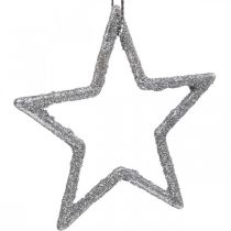 Article Décoration de Noël pendentif étoile argent pailleté 7,5cm 40p