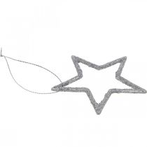 Article Décoration de Noël pendentif étoile argent pailleté 7,5cm 40p